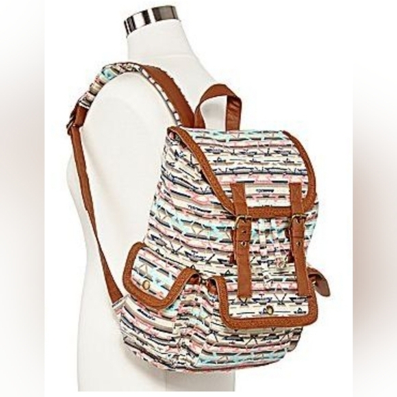 Olsenboye Tribal-Print Cotton ornamented School office College Backpack - Picture 2 of 16